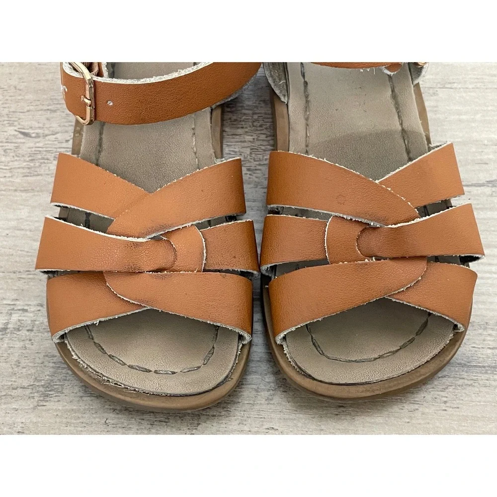 Weestep Strappy Sandals Classic Toddler Unisex 7 Brown Leather Buckle Shoes